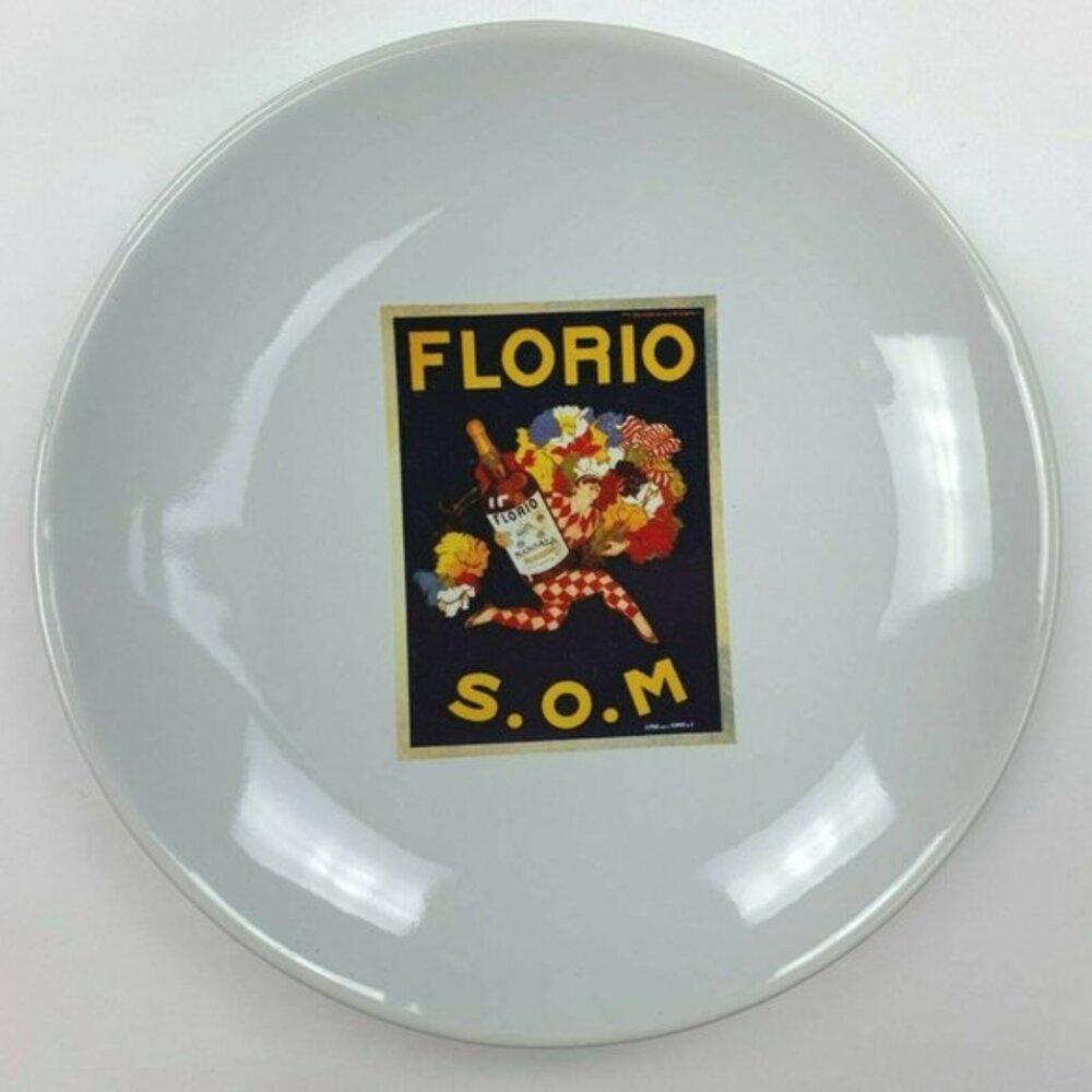Pottery Barn Vintage Poster Cocktail Plate Rare 2002 8'' FLORIO S.O.M